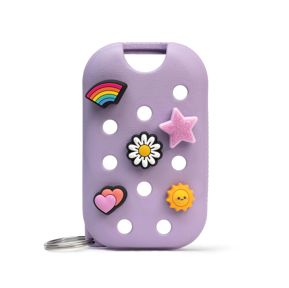 Touchland Hand Mist Case Pixie Lavender front view with Jibbitz charms