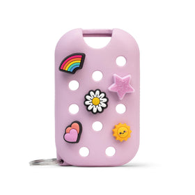 Touchland Hand Mist Case Sugarpop Pink front view with Jibbitz charms