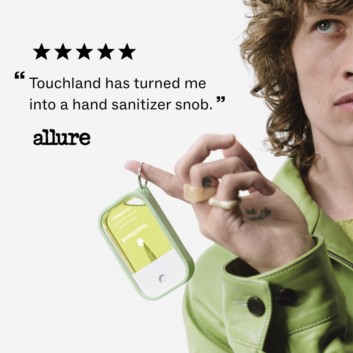 Touchland hand sanitizer sprays arranged in a set
