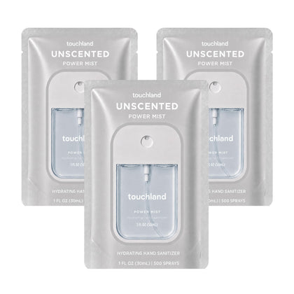 Touchland Unscented Hydrating Hand Sanitizer Spray Trio Set front view