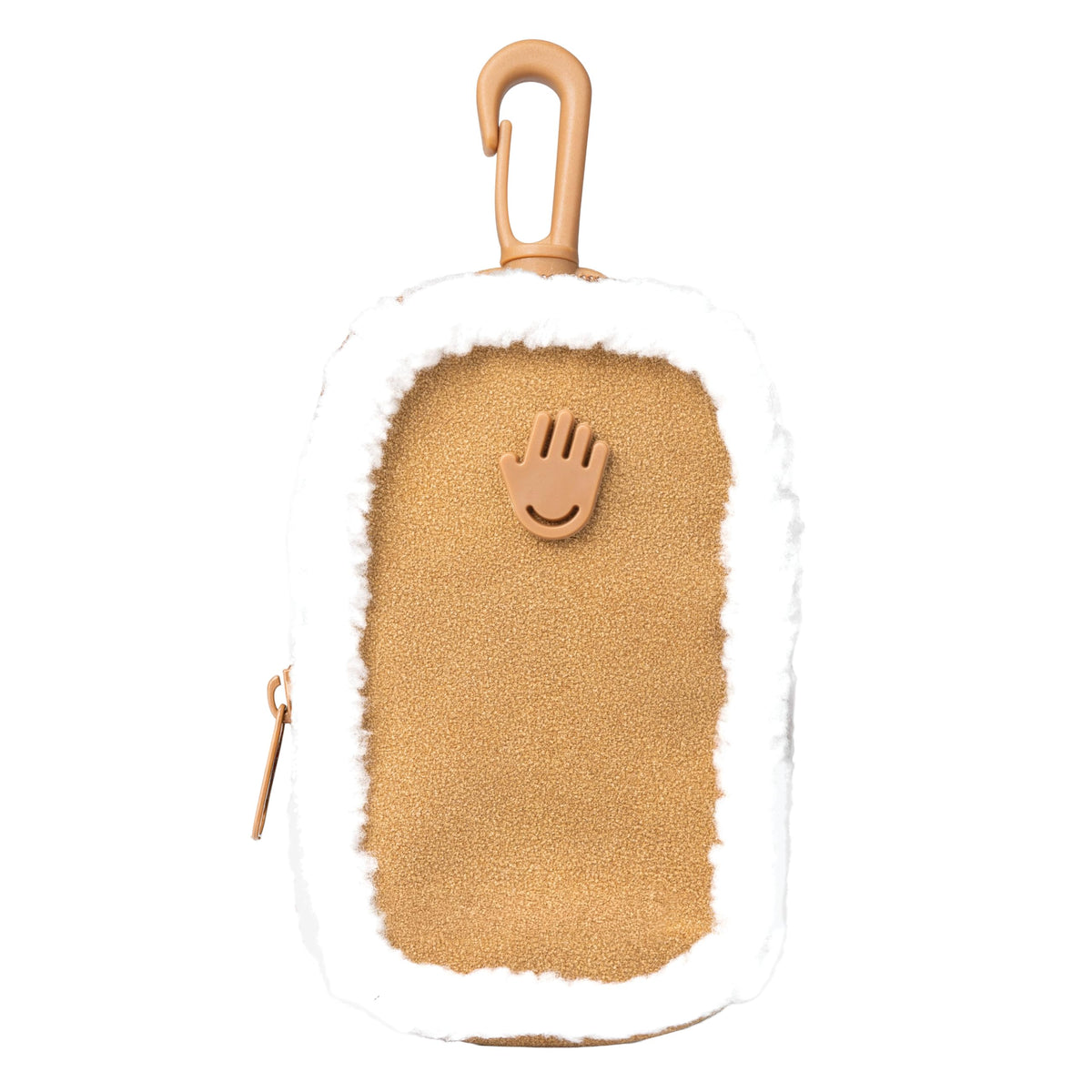 Touchland Vegan Shearling Touchette Pouch in chestnut colour front view