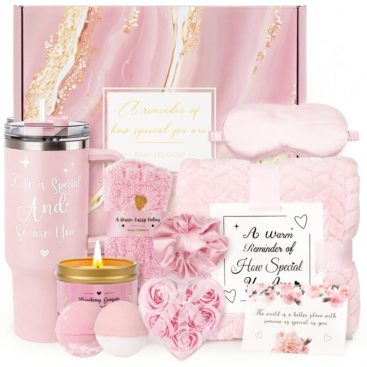 Tova's Creations 13-piece Strawberry Daiquiri Spa Gift Basket front view