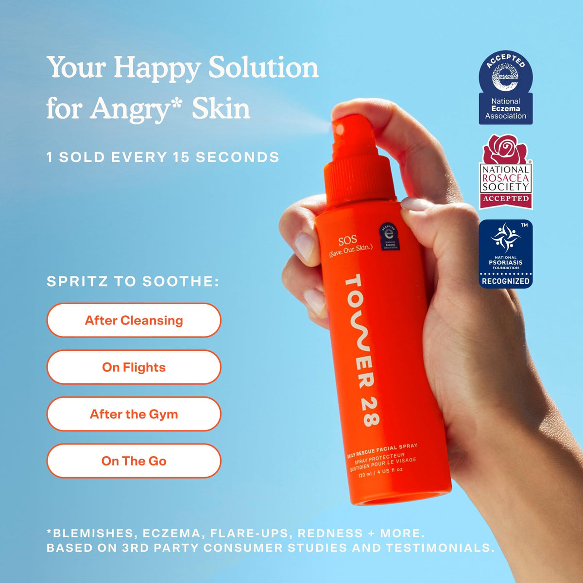 Tower 28 SOS Daily Rescue Soothing Spray 16 oz misting application