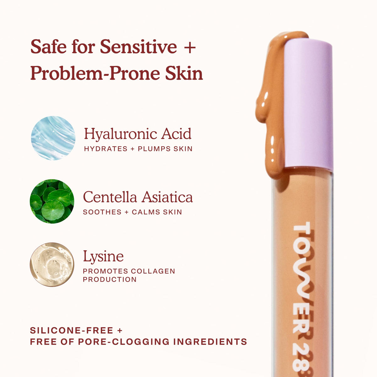 Tower 28 Swipe Serum Hydrating Concealer blended on skin