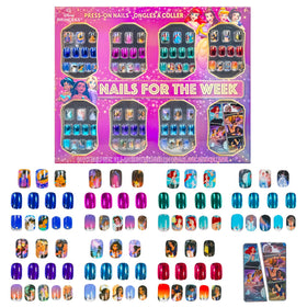Townley Girl Disney Princess Press-On Nails Set front view with colourful designs