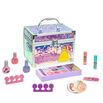 Townley Girl Disney Princess Train Case Beauty Set with nail polishes