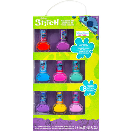 Townley Girl Disney Stitch Nail Polish Gift Kit front view with 8 vibrant colours