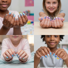 Townley Girl Stitch press-on nails displayed on a table