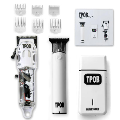 TPOB Barber Hair Clippers Trimmer Shaver Set Matte White front view