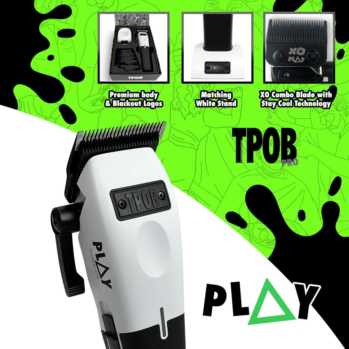 TPOB Hair Clippers with charging base and guide combs