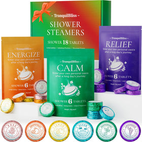 TranquilBliss 18 Pack Shower Steamers assorted scents front view