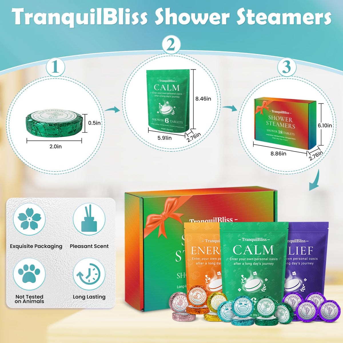 TranquilBliss Shower Steamers Lemon scent close-up