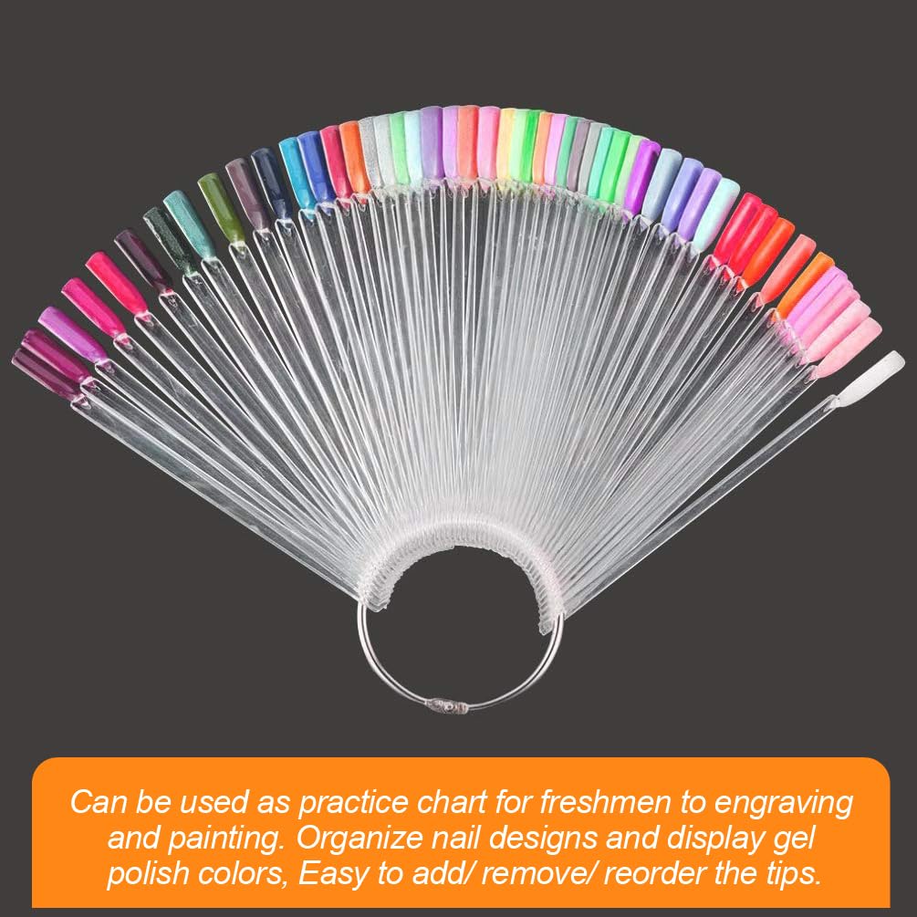 Transparent fan-shaped nail swatch sticks from JASSINS with split ring