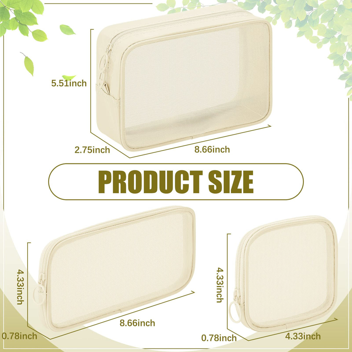 Transparent mesh design of Weewooday cosmetic bag