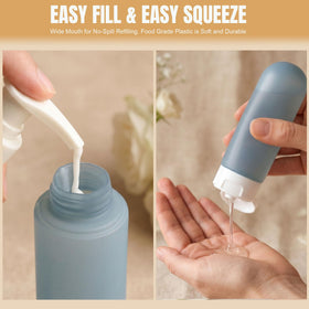 Transparent toiletry bag containing DEWSENSI travel bottles