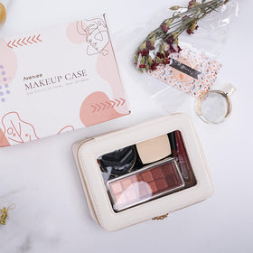 Transparent view of essentials inside Aveniee Clear Makeup Bag