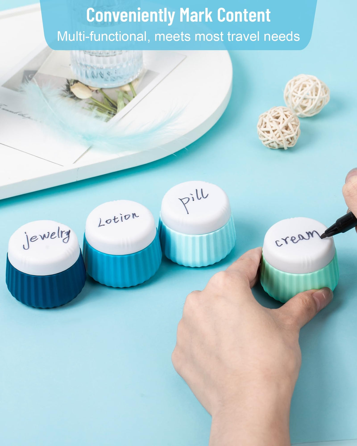 Travel containers packed for a vacation