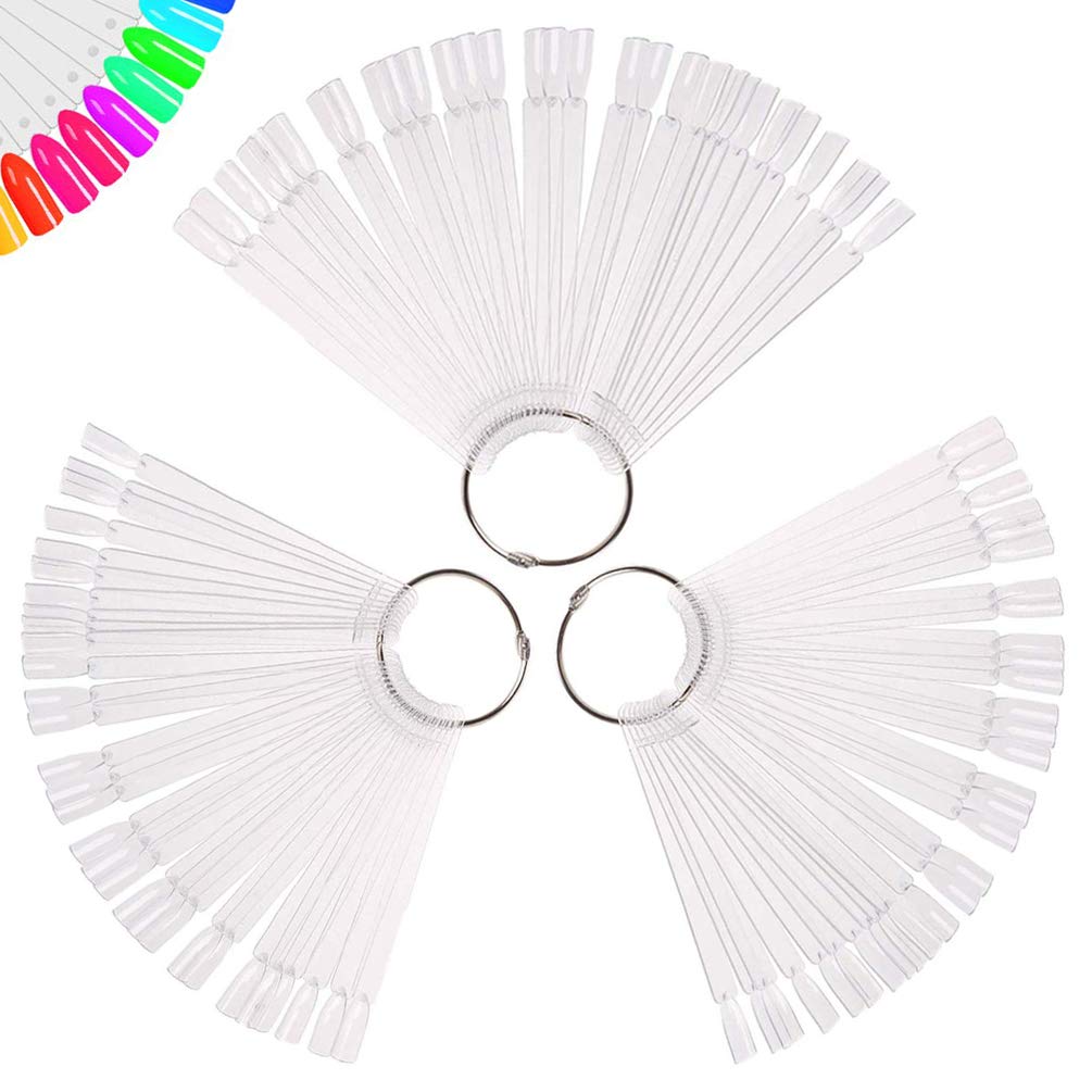 Treamlyn 150 Pcs Clear Nail Swatch Sticks with Ring front view