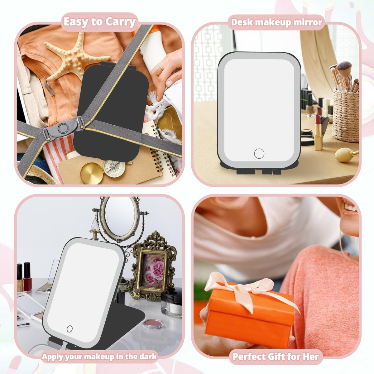 TREASO Travel Makeup Mirror standing on a flat surface