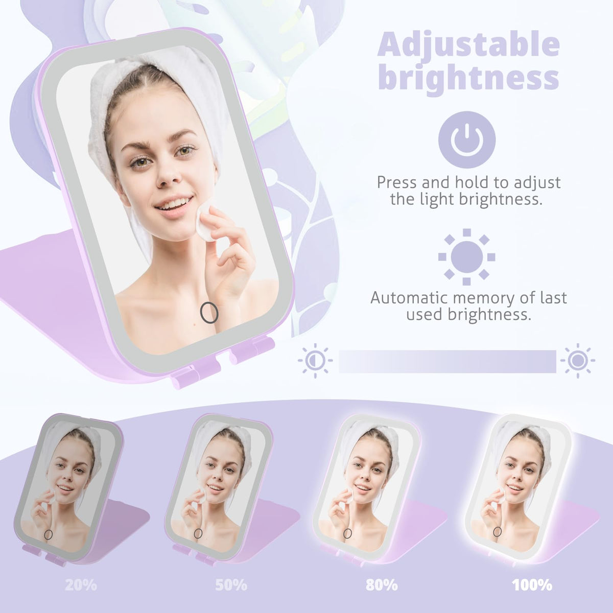 TREASO Travel Makeup Mirror with USB charging cable