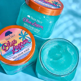Tree Hut Blue Lagoon Body Scrub 18 Oz application on skin