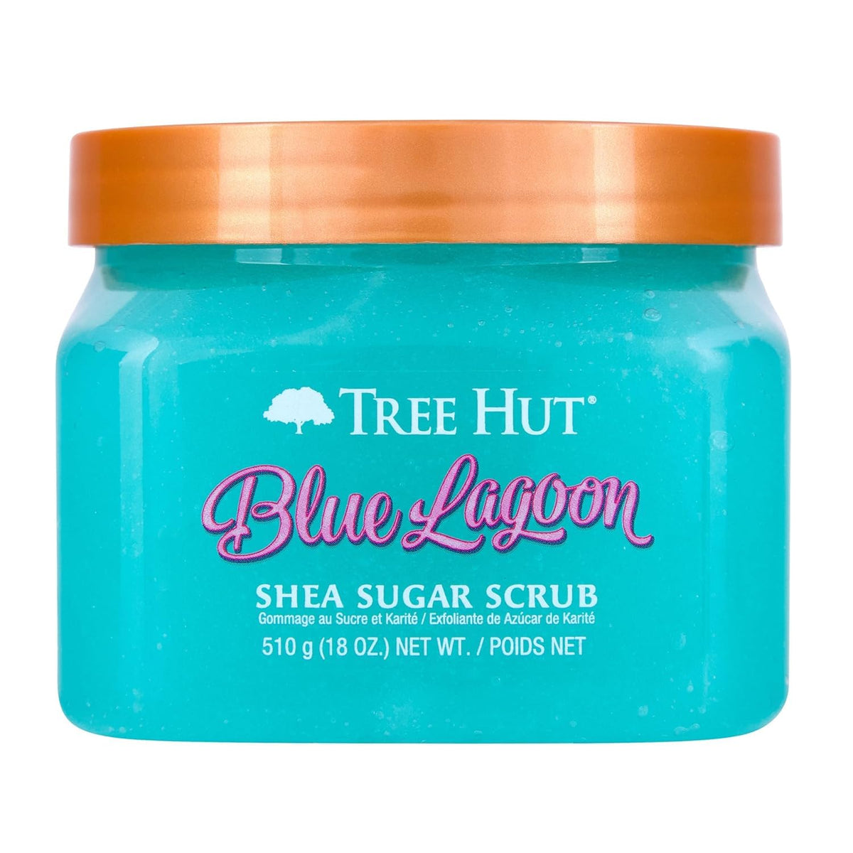 Tree Hut Blue Lagoon Body Scrub 18 Oz front view with packaging