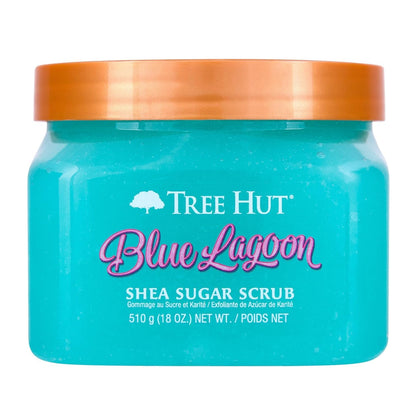 Tree Hut Blue Lagoon Body Scrub 18 Oz front view with packaging