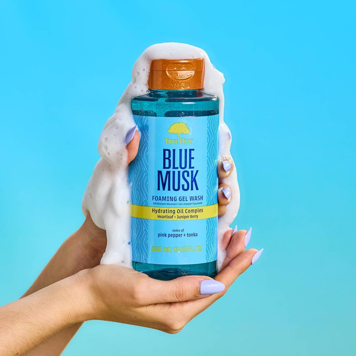 Tree Hut Blue Musk Foaming Body Wash 18 Fl Oz back view