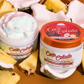 Tree Hut Coco Colada Whipped Body Butter lid open showing product