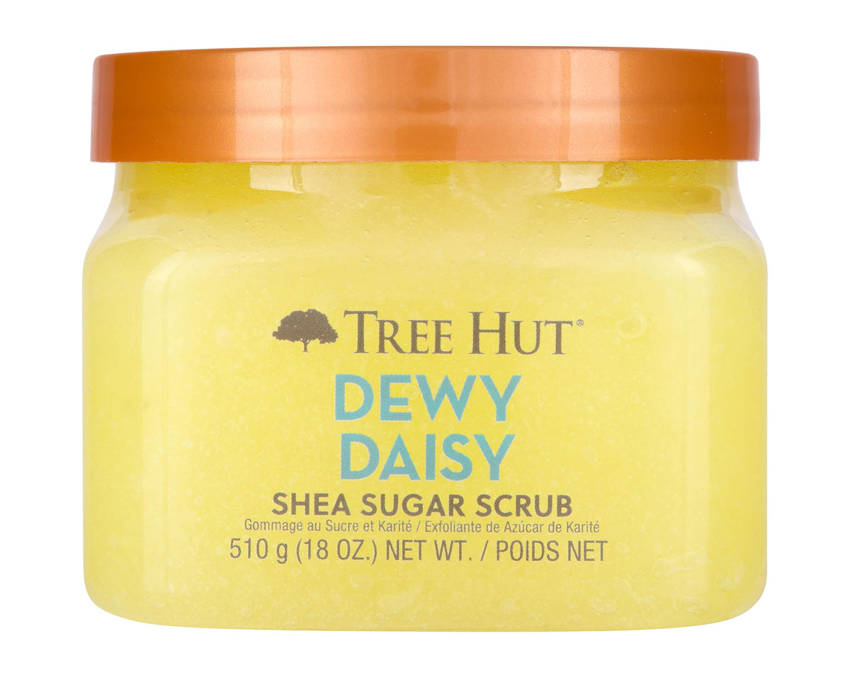 Tree Hut Dewy Daisy Body Scrub 18 Oz front view with packaging