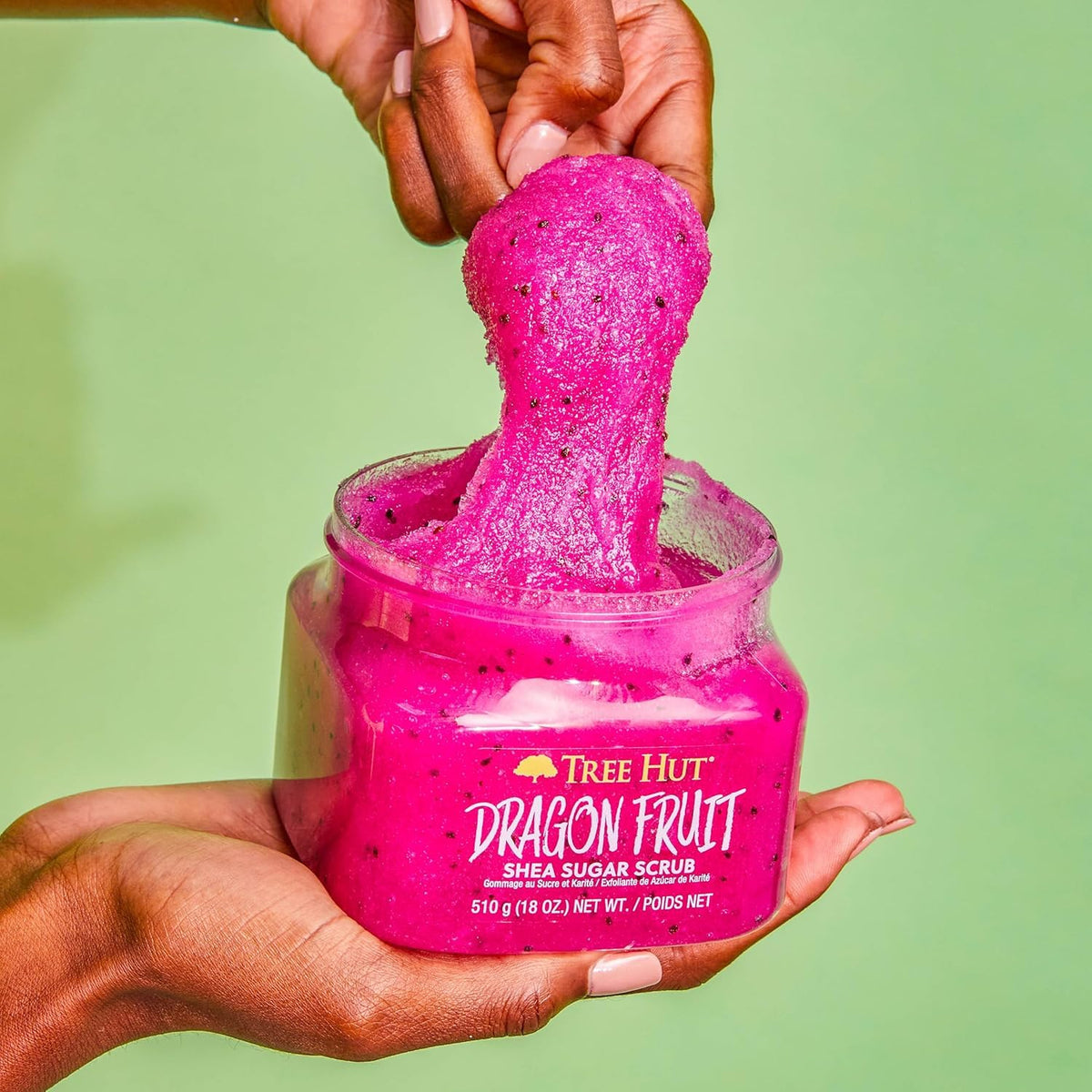 Tree Hut Dragon Fruit Body Scrub in use on skin