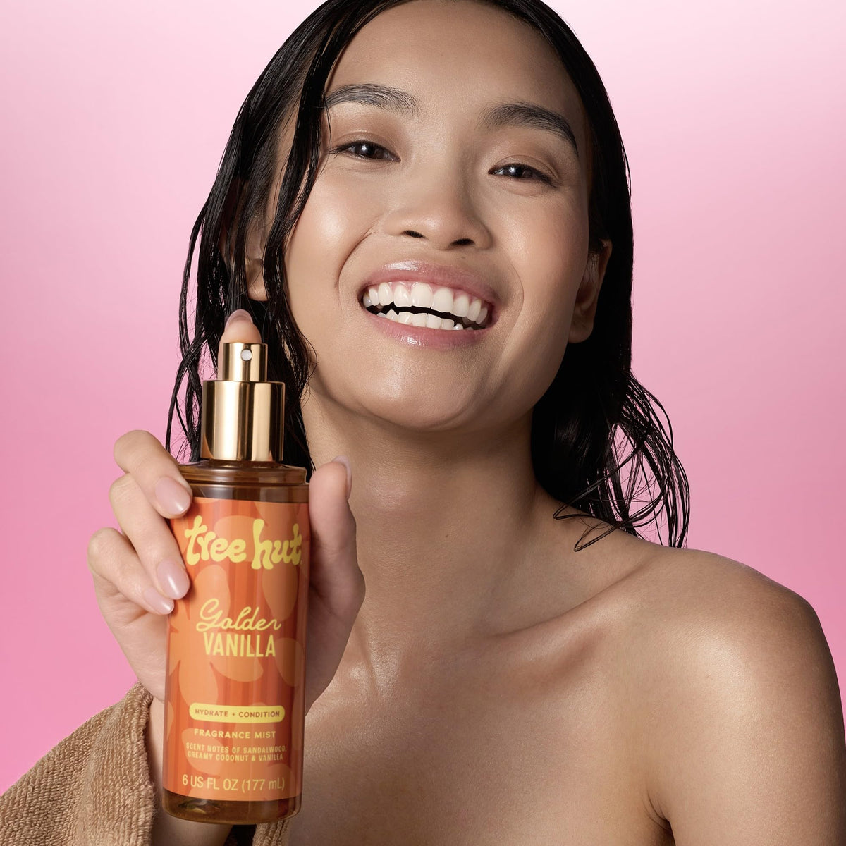 Tree Hut Golden Vanilla Hair & Body Mist 6 Fl Oz side view