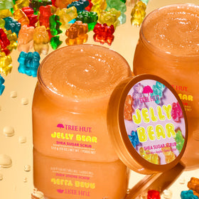 Tree Hut Jelly Bear Body Scrub 18 Oz side view showing texture