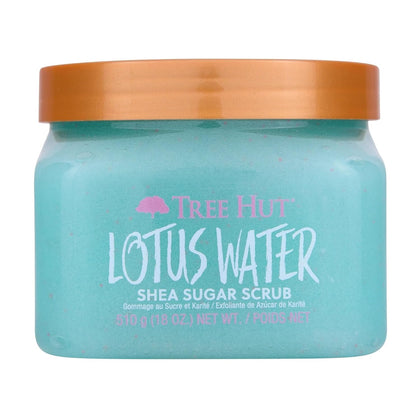 Tree Hut Lotus Water Body Scrub 18 Oz front view with packaging