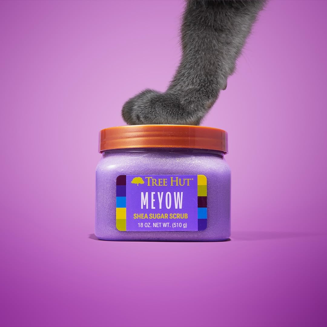 Tree Hut Meyow Body Scrub in a bathroom setting