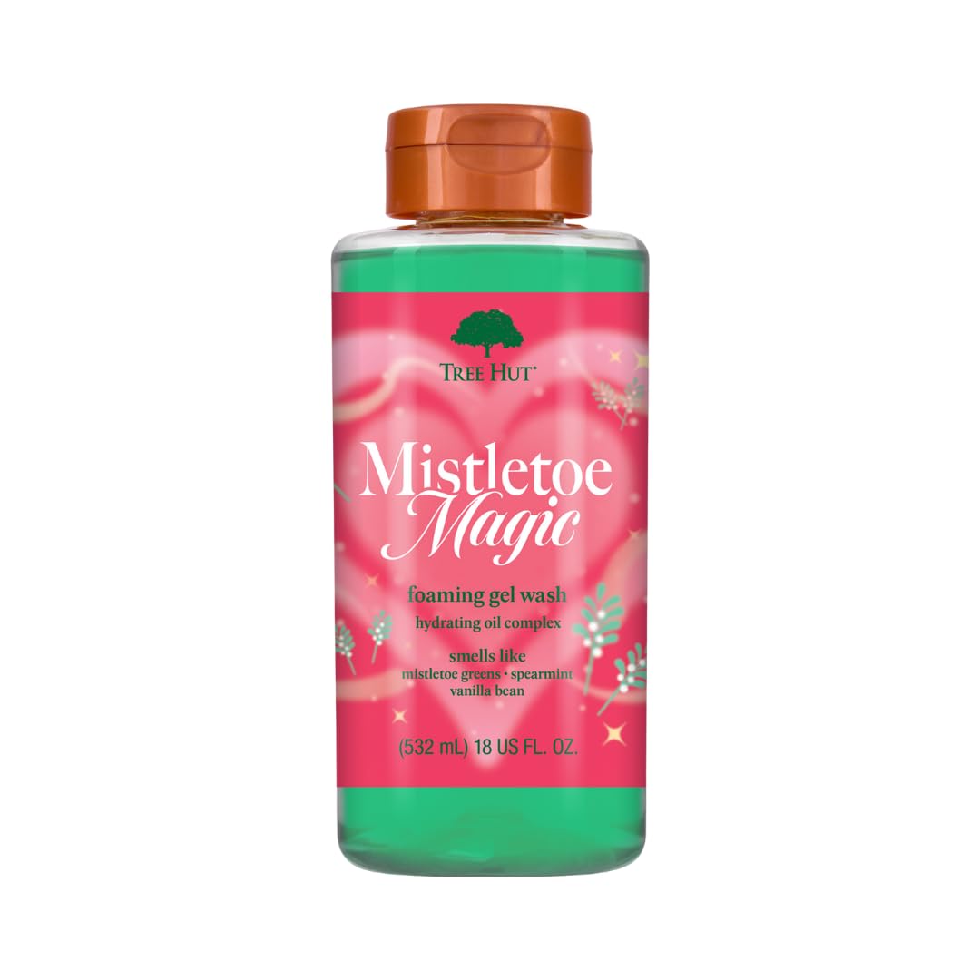 Tree Hut Mistletoe Magic Foaming Body Wash front view with festive packaging