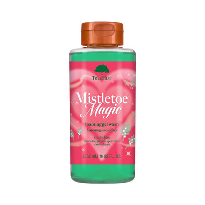 Tree Hut Mistletoe Magic Foaming Body Wash front view with festive packaging