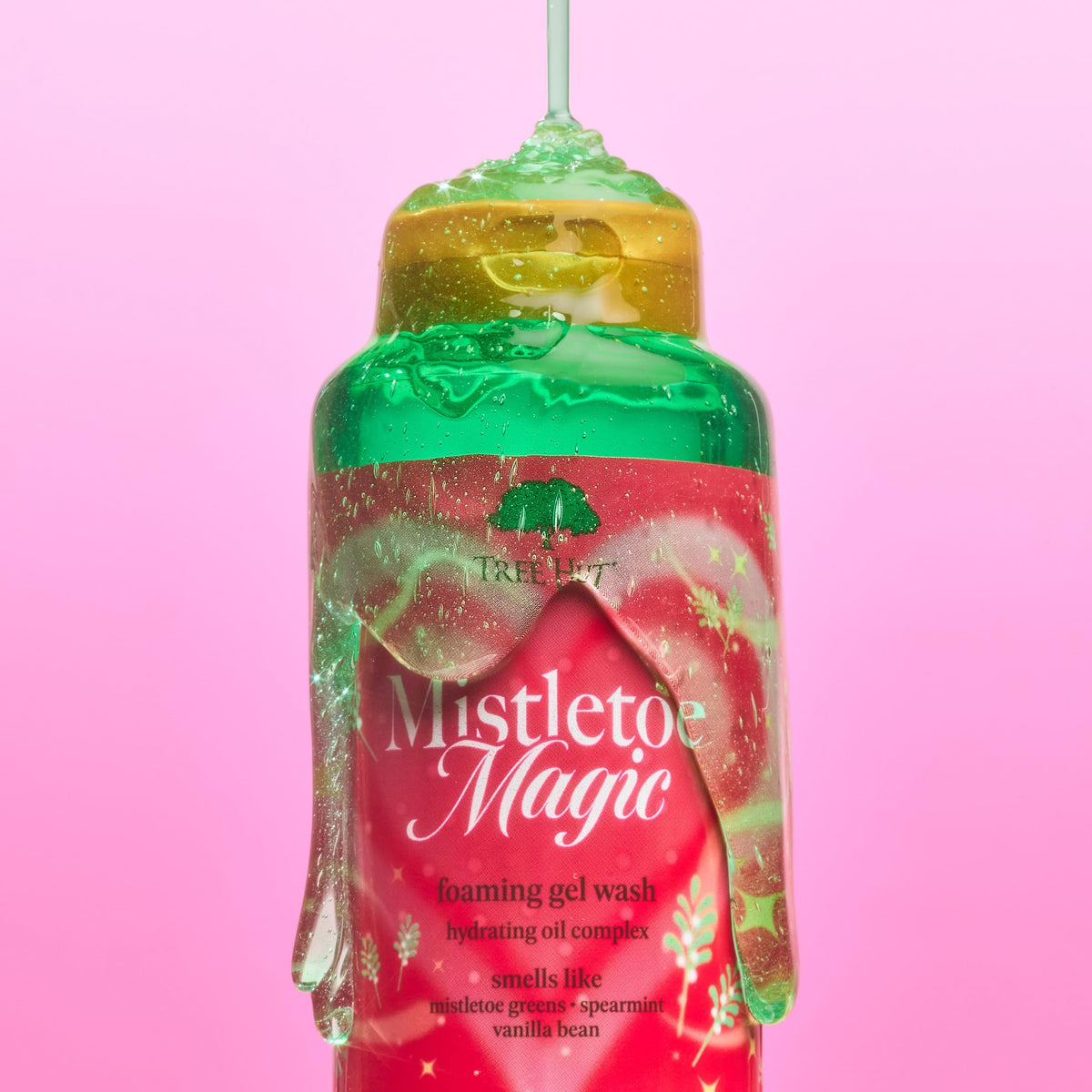Tree Hut Mistletoe Magic Foaming Body Wash side view highlighting pump
