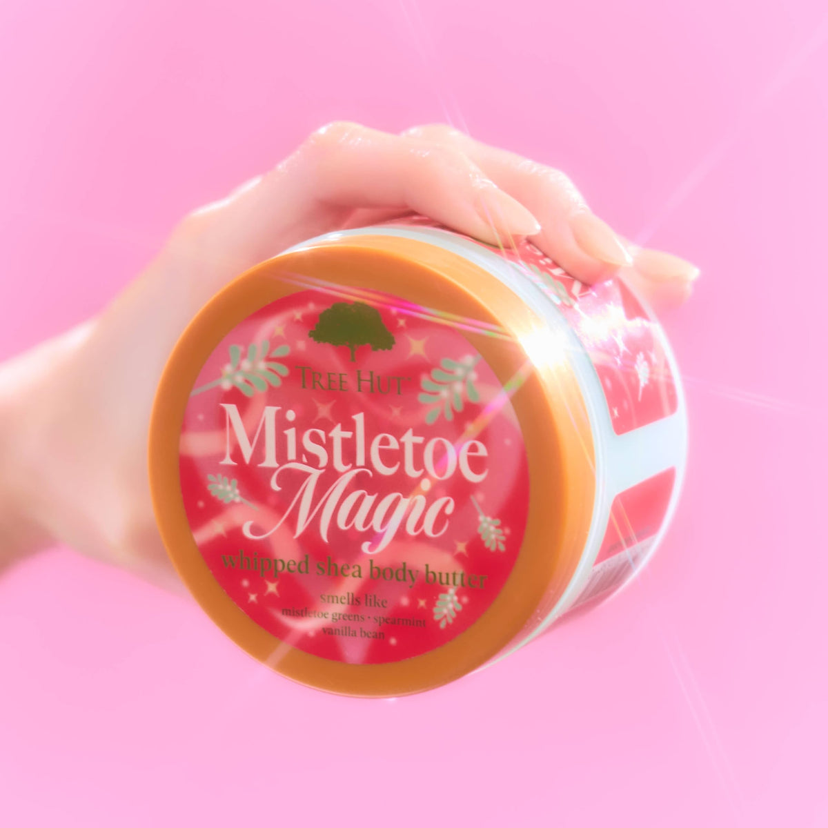 Tree Hut Mistletoe Magic Whipped Body Butter in a bathroom setting