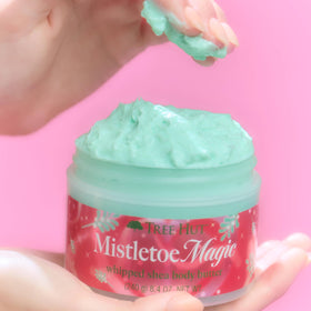 Tree Hut Mistletoe Magic Whipped Body Butter with mint leaves