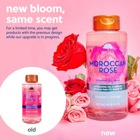 Tree Hut Moroccan Rose Foaming Gel Body Wash 18 oz lifestyle scene