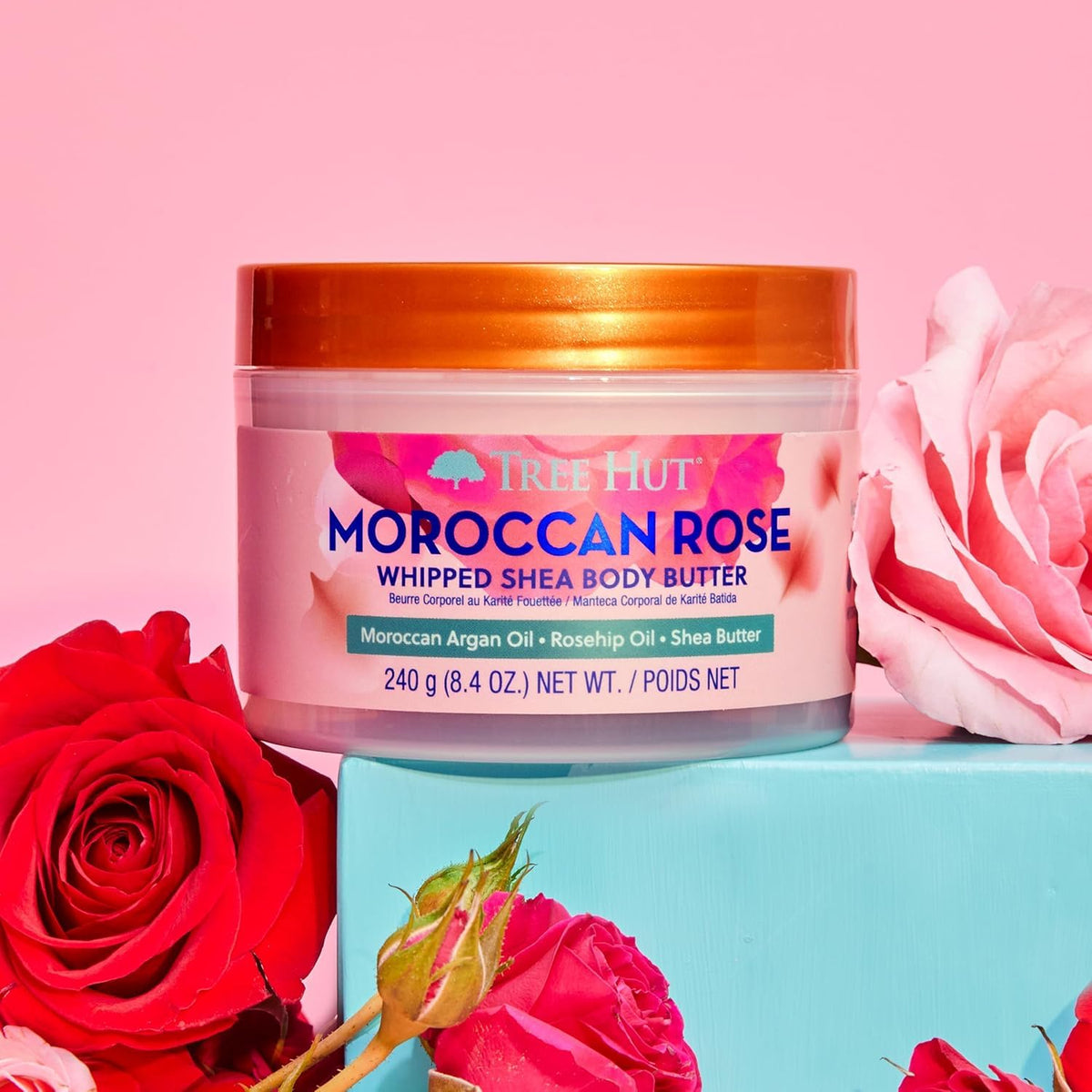 Tree Hut Moroccan Rose Whipped Body Butter packaging side view