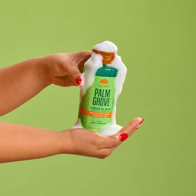 Tree Hut Palm Grove Foaming Body Wash lather on hands