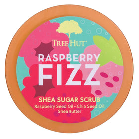 Tree Hut Raspberry Fizz Body Scrub 18 Oz showing ingredients on label