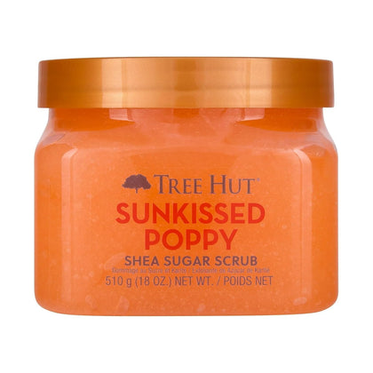 Tree Hut Sunkissed Poppy Body Scrub 18 Oz front view with packaging