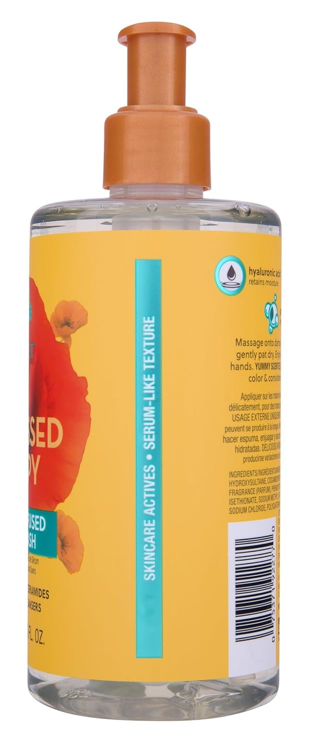 Tree Hut Sunkissed Poppy Hand Wash bottle with floral background