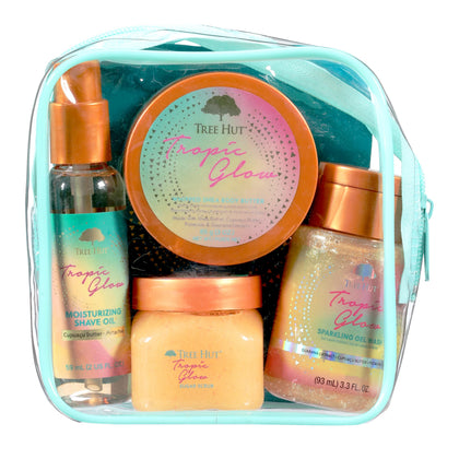 Tree Hut Tropic Glow Shower Gift Set front view with all four products