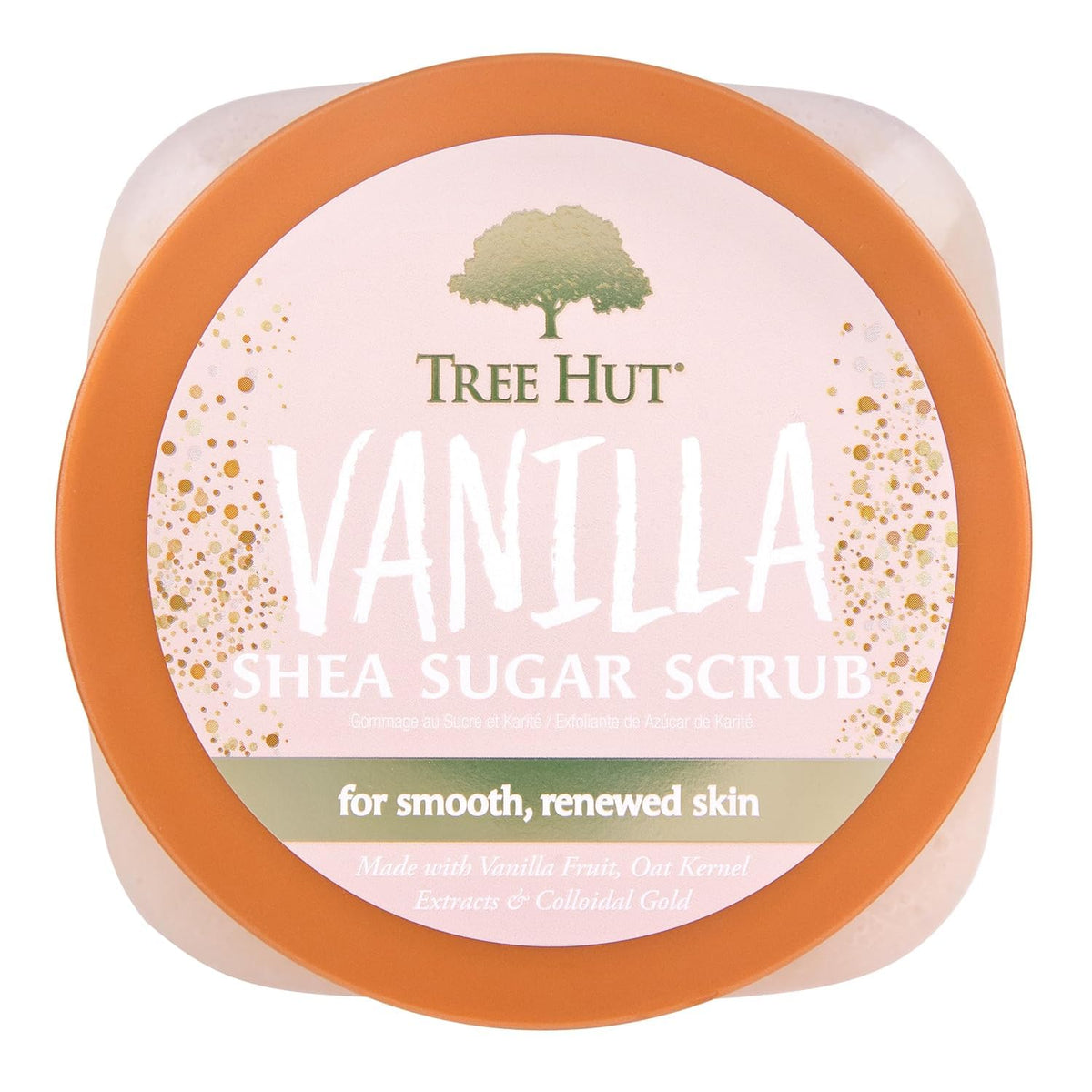 Tree Hut Vanilla Body Scrub texture close-up showing sugar granules