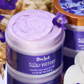 Tree Hut Violet Victory Whipped Body Butter with flowers