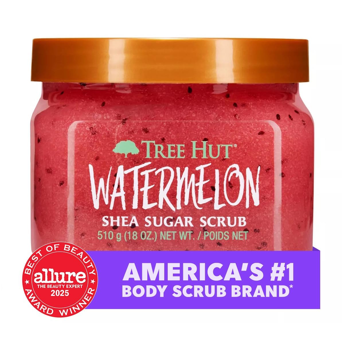 Tree Hut Watermelon Body Scrub 18 Oz open lid view